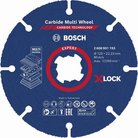 Bosch – Disque à tronçonner pour meuleuse 125 mm – Carbure X-Lock Multiwheel – Pour bois dur et matériaux de construction – 2608901193