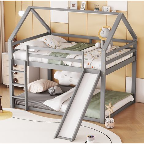 Cama Litera 140x200 Cm Estructura Original Casa Y Tobogán (1/5)