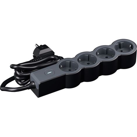 Bloc multiprise avec Interrupteur, avec 4 Prises 2P+T, câble 1,5 m, Noir et Gris foncé 694421 (1/3)
