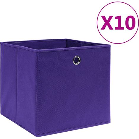 Boîtes de rangement 10 pcs-Coffre de rangement-Stockage Rangement Tissu intissé 28x28x28 cm Violet 508206 (1/5)