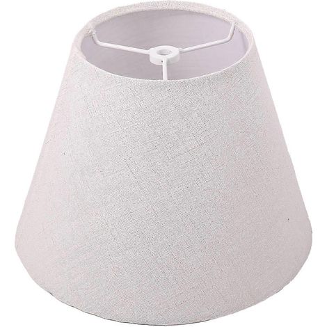 Abat-jour en lin blanc, petit modèle, diamètre supérieur 5 pouces x diamètre inférieur 9 pouces x hauteur 7 pouces (blanc avec bordure dorée) (1/5)
