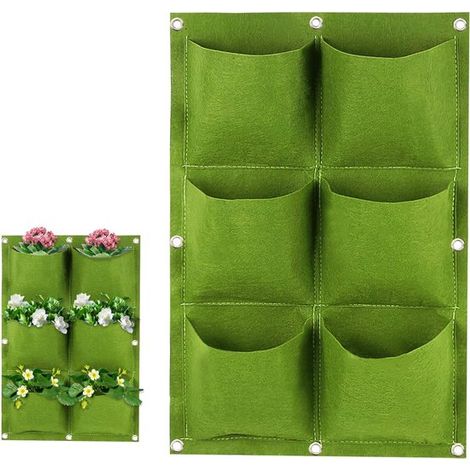 Borsa per la coltivazione di piante, colonna portafiori da appendere alla parete, riutilizzabile per ortaggi, fiori, frutta, funghi, 6 scomparti (1/4)