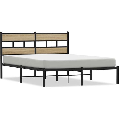 Lit double Lit adulte Cadre de lit en métal sans matelas chêne sonoma 140x190 cm (1/5)