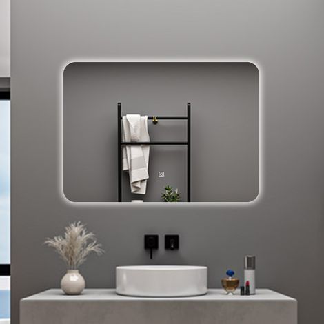AICA 80 X 60CM SPECCHIO DA BAGNO CON LED, RETTANGOLARE, TOUCH, MEMORIA, DIMMERABILE, RETROILLUMINATO (1/5)