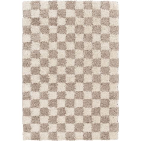 BOBOCHIC - Tapis poils longs DAMIAN motifs damier 160x230 (1/5)