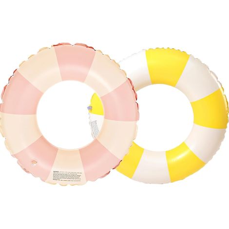 Bague flottante rayée rétro en PVC, bouée gonflable pour piscine, plage et jeux de vacances. (1/5)