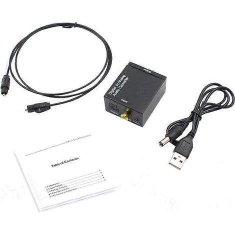 Convertisseur audio numérique Toslink optique/coaxial vers RCA L/R et jack 3,5 mm analogiques (1/5)