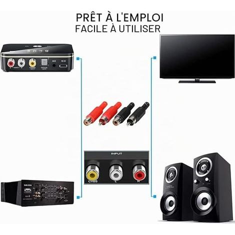 Connecteurs DIN 2 Broches, Connecteur Haut Parleur DIN, Fiches Mâles et Femelles avec Bornes à Vis, Adaptateur Audio pour Système HiFi, Amplificateur, Haut Parleurs, Connexion Stable (1/4)