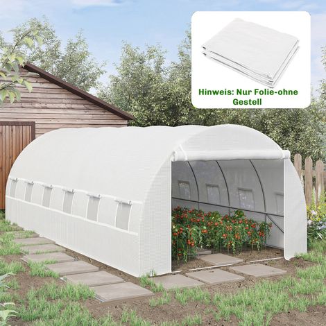 Film de remplacement pour serre de 6 x 3 x 2 m, robuste, indéchirable, 12 fenêtres, porte, vert (1/5)