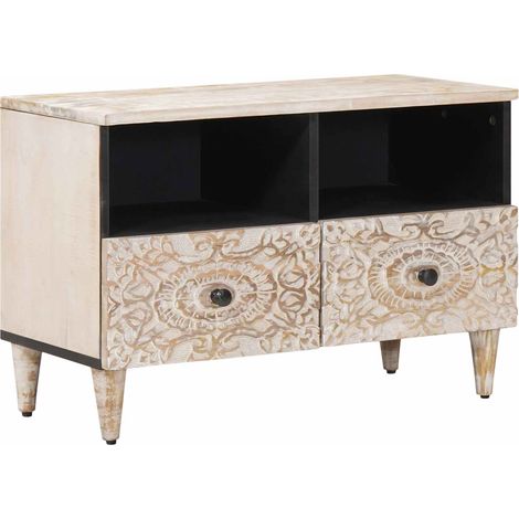 TV Cabinet White 70 x 33.5 x 46 cm Solid Mango Wood vidaXL