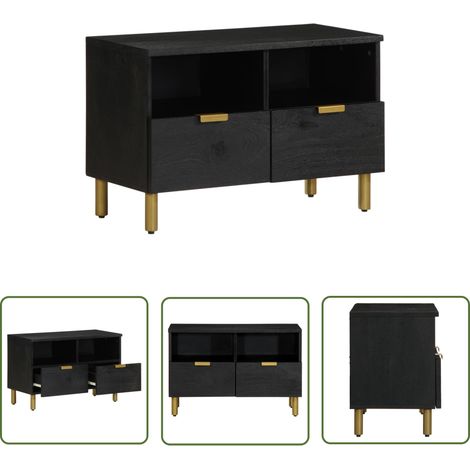 vidaXL Meuble TV noir 70x33x46 cm bois d'ingénierie (1/5)