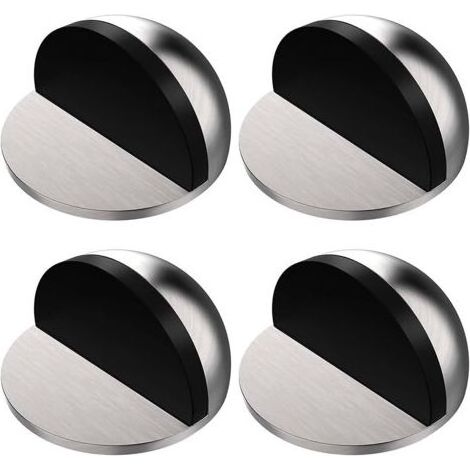 Butée de porte de sol en acier inoxydable 4 pièces, butée de porte demi-lune ovale montée au sol, butée de porte avec colle 3M, auto-adhésive, protège vos murs contre les dommages causés par les vis (1/5)