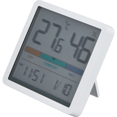 Digitales Thermometer-Hygrometer mit großem Display für den Innenbereich zur Messung von Temperatur und Luftfeuchtigkeit in Wohnräumen. (1/5)