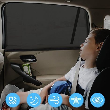 Sonnenschutz fürs Auto, 2-teiliger Sonnenschutz fürs Auto, blockiert UV-Strahlen, Sonnenschutz für die Rückbank im Auto für Kinder, kompatibel mit den meisten Autos (1/4)