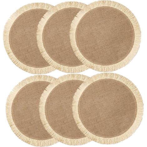 pièces Set Table Ronds Jute Lavables Nappes Tissées Résistantes Chaleur pour Protection de Table sous Assiettes et Coupes pour Cuisine et Salle à Manger (1/5)
