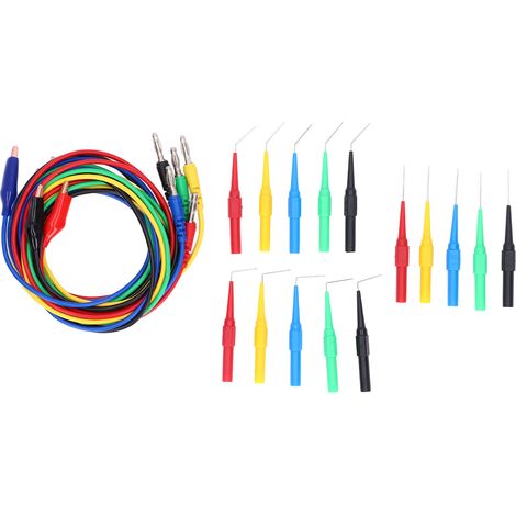Kit de cordons de test à fiches bananes avec pinces nickelées et broches de test arrière pour multimètre 4 mm JT8005por (1/5)