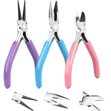 Pinces à Bijoux - 3 Pinces, Outils de Fabrication de Bijoux avec Ouvre-anneau - Pour la Découpe de Bijoux (1/5)