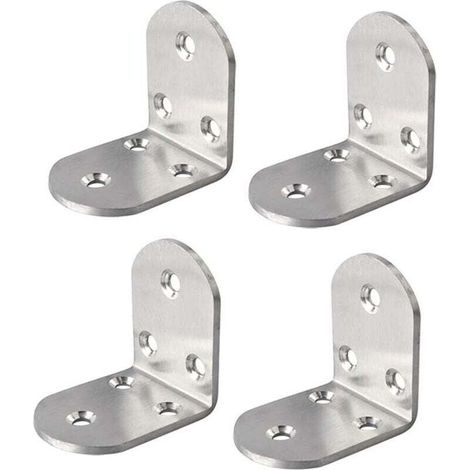Support d’Angle Lot de Support de Fixation Équerre de 90 Degré Réparation Connecteur pour Bois avec Vis, Finition Blanche Brillante en Acier Inoxydable, 65 x 65 x 38 mm, 4 Pcs, (1/4)
