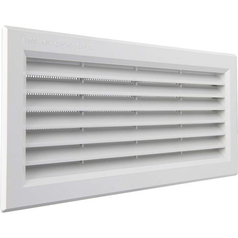 La Ventilazione P31R13B Griglia di Ventilazione rettangolare in Plastica bianca da incasso con rete antinsetti. Dimensioni 315x136 mm, bianco (1/5)