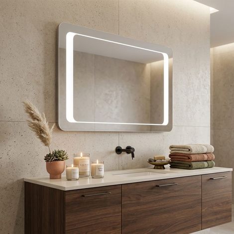Spiegel Mit Frontaler Sanbestrahlung Und Hintergrund Led-Beleuchtung 90X60