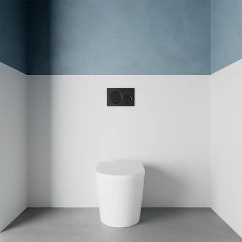 Toilette sans rebord en céramique blanche polie avec siège à fermeture progressive Mod. Vienna (1/4)