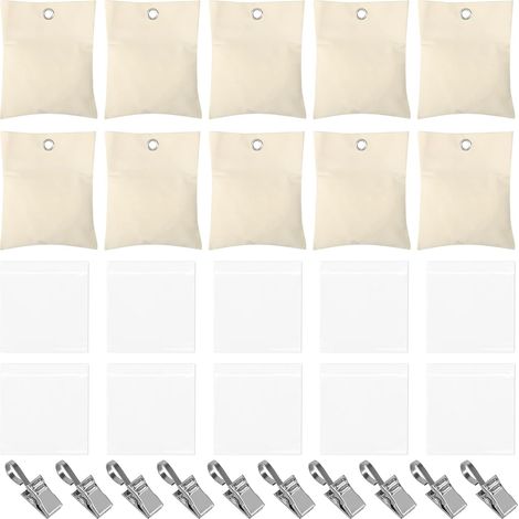 Lot de 10 poids pour rideaux d'extérieur en toile avec 10 clips, 10 sacs en polyéthylène, sac de poids portable, fermeture autocollante, sac de poids pour jardin, tonnelle, terrasse, rideaux (1/5)