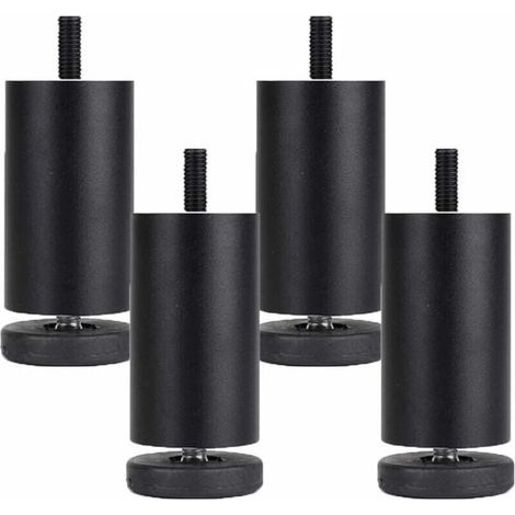 4 Pieces Adjustable Furniture Legs Aluminum Alloy Furniture Feet Round Metal Furniture Legs for Table Sofa Bed, Black (10cm)-LIAIKI (1/5)
