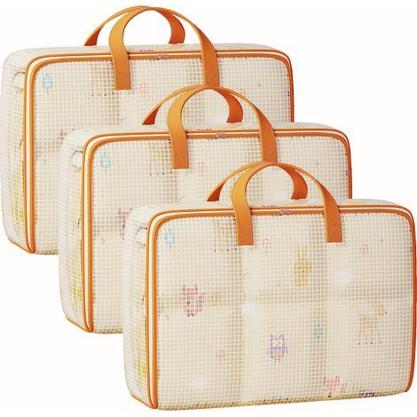 Lot de 3 Grand Sac de Rangement 120L, Rangement Sous Lit Pliable Closet Organizer Sac de Rangement pour Couette Imperméable avec Poignées Renforcées pour Édredons Couvertures Oreillers Vestes (1/5)