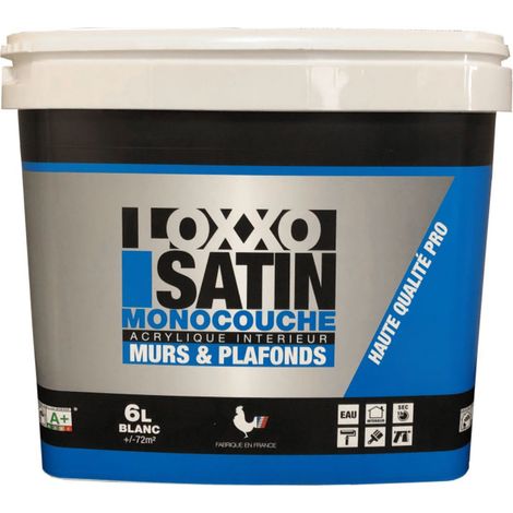 Peinture Acrylique Satin Monocouche Murs & Plafonds Blanc 6 L - Loxxo