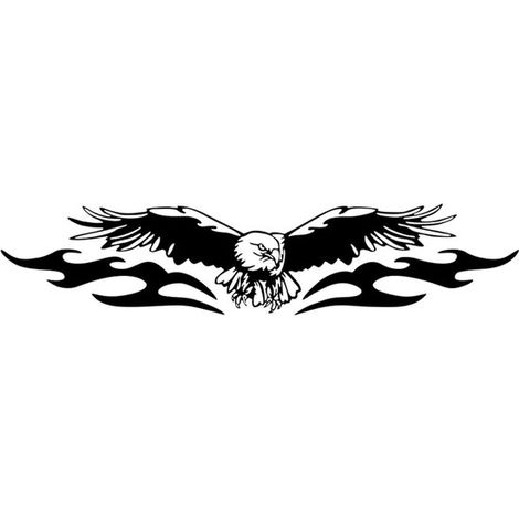 Autocollants pour voiture - 1 pièce - Autocollants pour capot - Flamme d'aigle volant - 65 x 15 cm - Autocollants pour voiture de sport - Autocollant universel - Vinyl - Zwart - Autocollant (1/5)