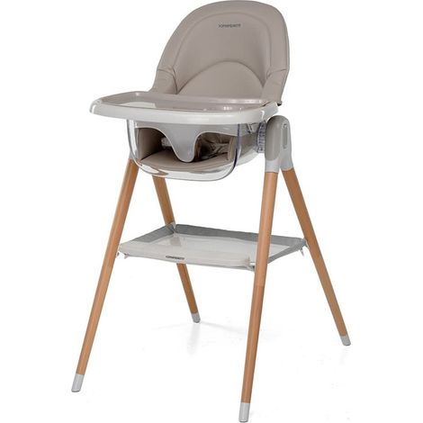 Foppapedretti Silla Alta y Silla para Bebés Bonito 2 en 1, 6 Meses-6 Años (Máx. 15 Kg), Asiento Ergonómico Reclinable 3 Posiciones, Bandeja Doble, Relleno Extraíble, Arena