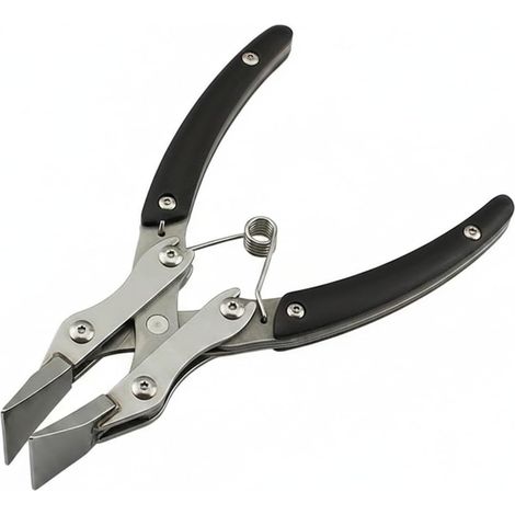 Pince à bec plat en acier inoxydable pour le travail du cuir, le pliage des bords et la pose de fermoirs - Outil à manche noir de 19,2 cm (1/5)