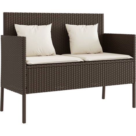 Banc de jardin,Banquette de jardin,Chaise avec coussins marron résine tressée CFW44984 (1/5)