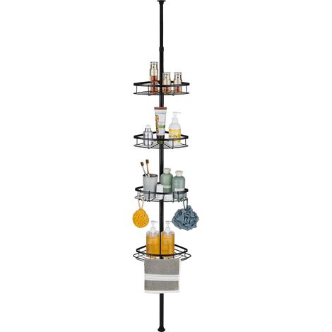 1 - Étagère De Douche Télescopique - Acier Inoxydable - Réglable En Hauteur 73-265cm - Sans Perçage Pour Salle De Bain - Noir (1/5)