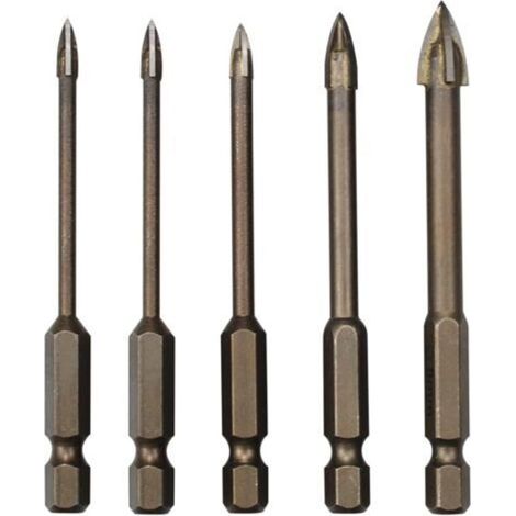 Lot de 5 Triangle Foret Set, Forets pour Carrelage en Carbur, Outil de Forage Universel Efficace pour Verre, Carrelage, Béton, Marbre et Céramique(3/4/5/6/8mm) (1/5)