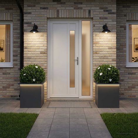 vidaXL Jardinera para jardín con luces LED 2 uds. Antracita (1/5)