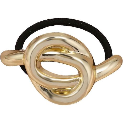 Élastique à cheveux pour femme, orné de motifs géométriques en métal, très élastique, sans traces, accessoire pour cheveux.-Golden (1/5)