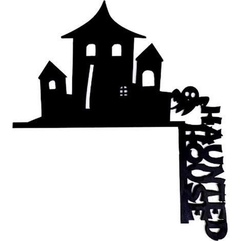 Halloween-Ecktürschild – Burg und Gräber, doppelseitige Türdekoration (1/5)