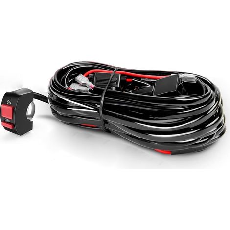 12V-40A Moto Câblage à Barres LED Faisceau de Fil,Feu Antibrouillard/Feu Additionnel/Feu de Travail Câblage Produit Universel (1/5)