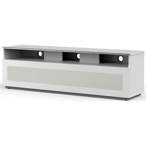 Meuble TV bois blanc et verre Axel 160 cm (1/3)