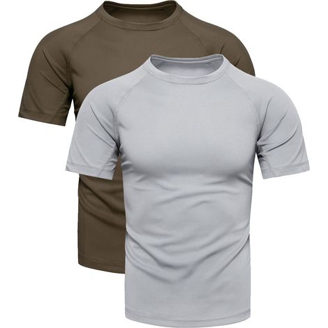 Herren-T-Shirt 2er-Pack, Khaki und Grau, Größe XXL