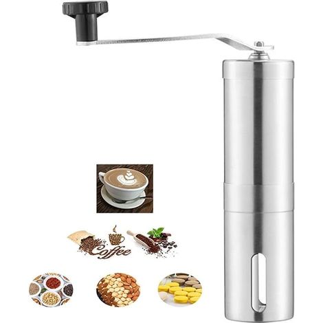 Moulin à café manuel en céramique avec mouture réglable pour expresso, cafetière à piston et café filtre, idéal pour la maison, le bureau et les voyages.-AquaForge (1/5)
