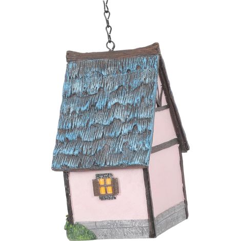 Vogelhaus aus Kunstharz mit Vogelnestdekoration und