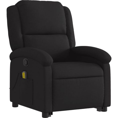 Poltrona relax TV funzione massaggio reclinabile sollevamento elettrico in tessuto nero DEC027069