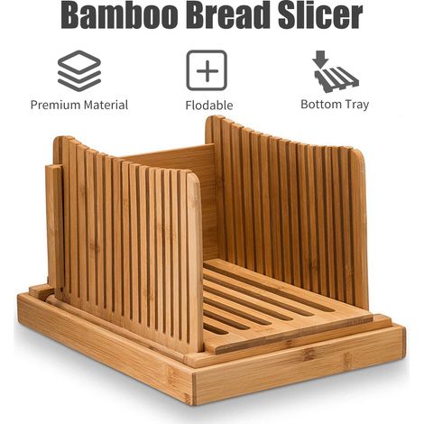 Trancheuse à pain en bambou avec planche à découper pliable et réglable pour gateaux faits maison (1/5)