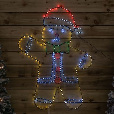 1.2m x 90cm Light up FlexiBright Gingerbread Man Decoration with 456 Twinkling Multi-Coloured LEDs (1/5)