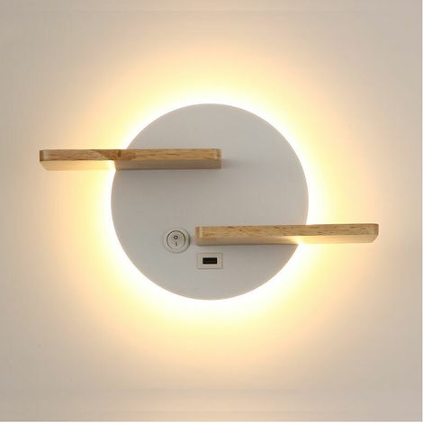 Applique Murale Intérieur LED avec port USB  Lampe Murale moderne avec interrupteur Lampe De Lecture  lampe de chevet Éclairage Veilleuse, 301912cm Blanche [Classe énergétique A] (1/5)