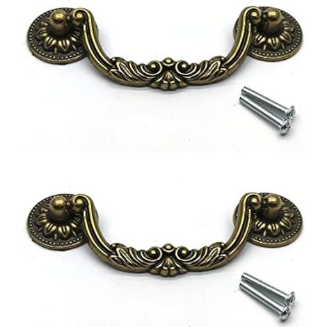 Lot de 1 Poignée Meuble, Poignée de Tiroir en Alliage de Zinc, avec Vis, Espacement des Trous de 9,6 cm, Bronze (1/2)