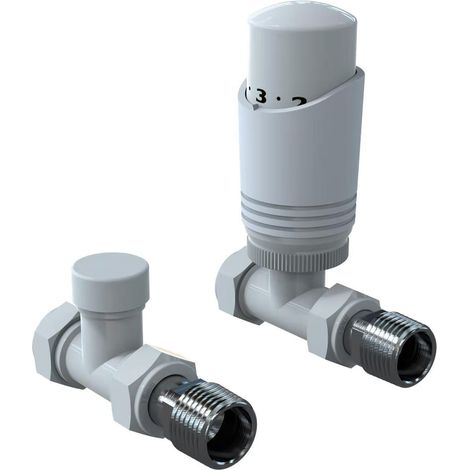 White Straight Thermostatic Radiator Valve Pack (Pairs)