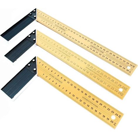 Jeu d'équerres menuisiers 3 pcs 250-350mm 90° pour charpentier et traçage (1/5)